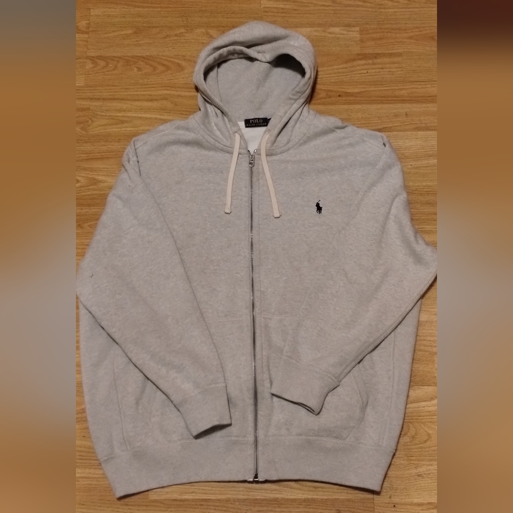 POLO Ralph-Lauren Zip Classic Hoodie Heathered Gray Small-Pony Men's 2XB.
